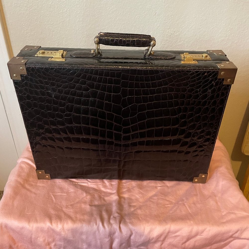1984	Bijan	Dark Brown Crocodile Attache Brief Case